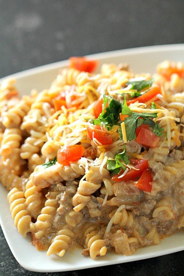 Instant Pot Cheesy Beef Taco Pasta